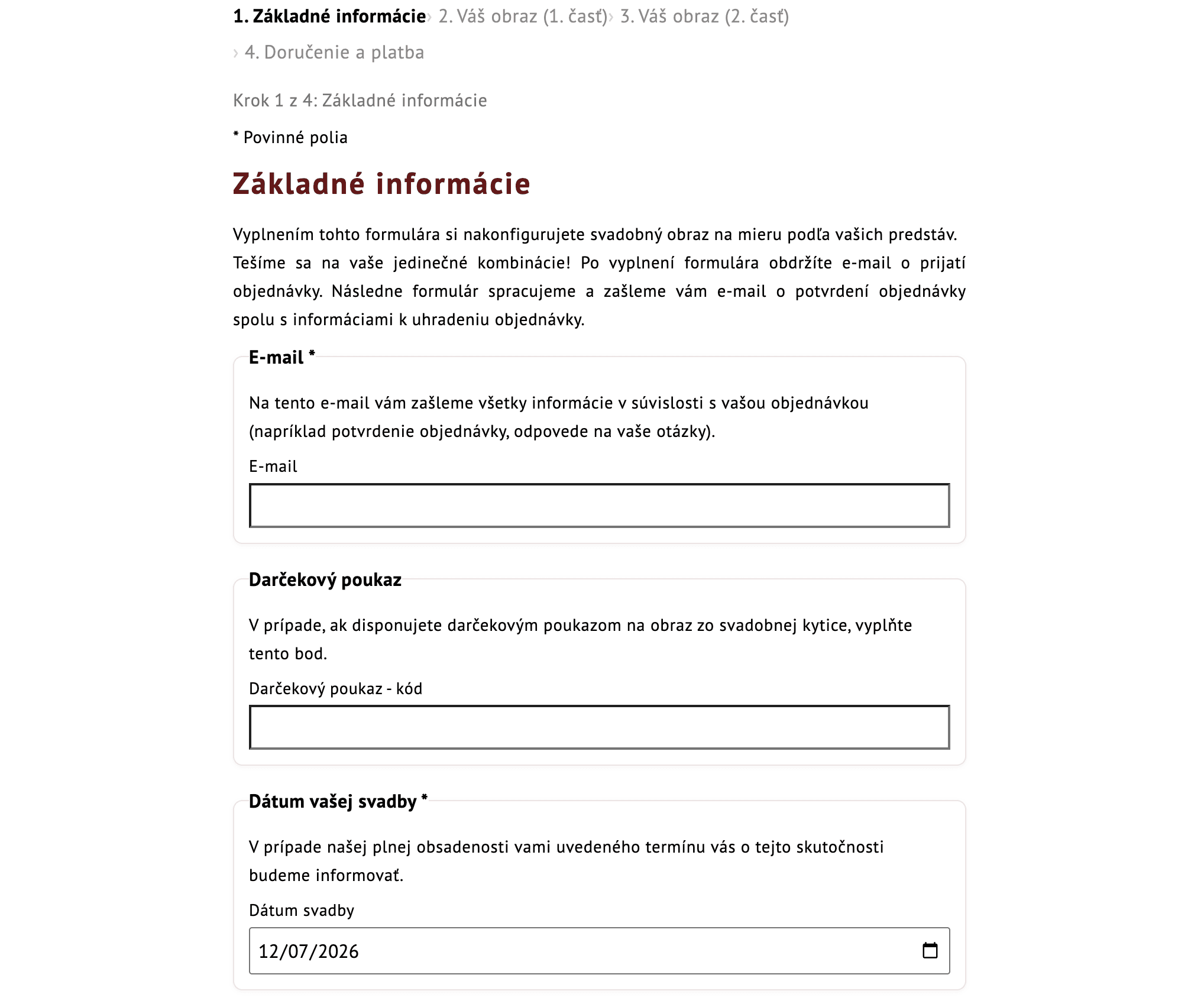 Redesigned Blumenia order form, artwork spec step