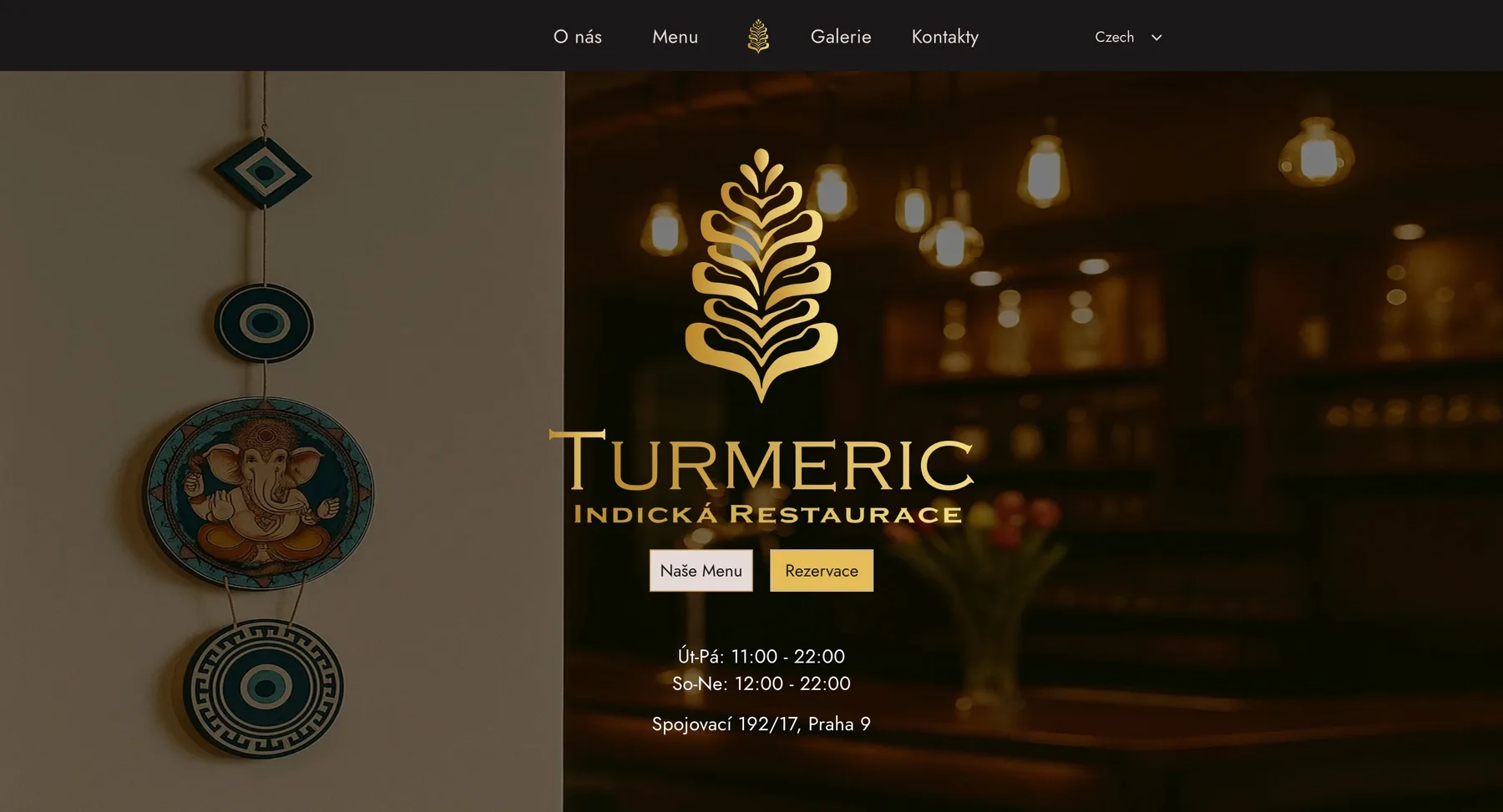 Turmeric restaurant website hero section