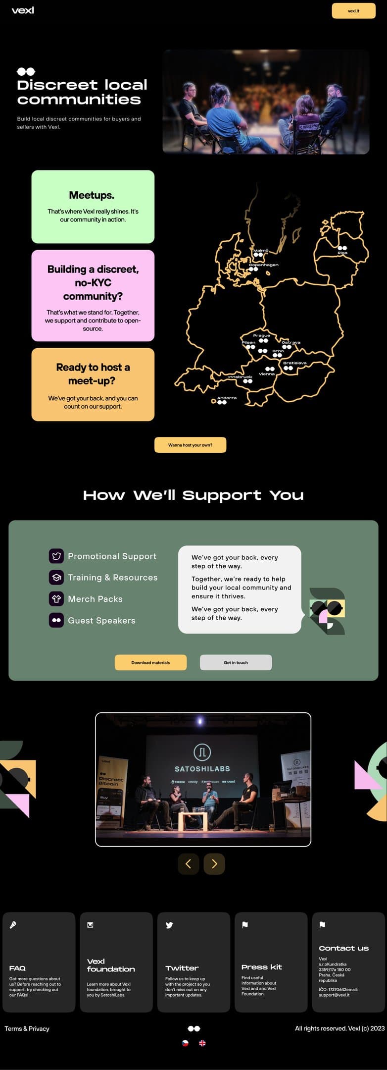 Final design of the Vexl meetups subpage