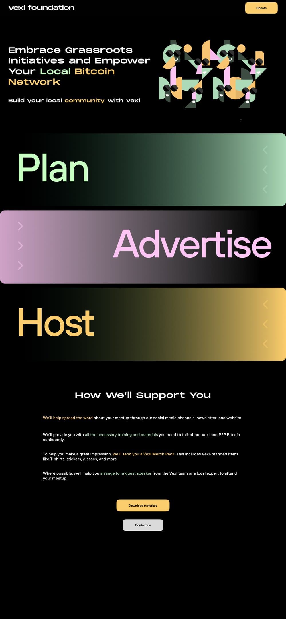Full page view of the final Vexl website, part 2